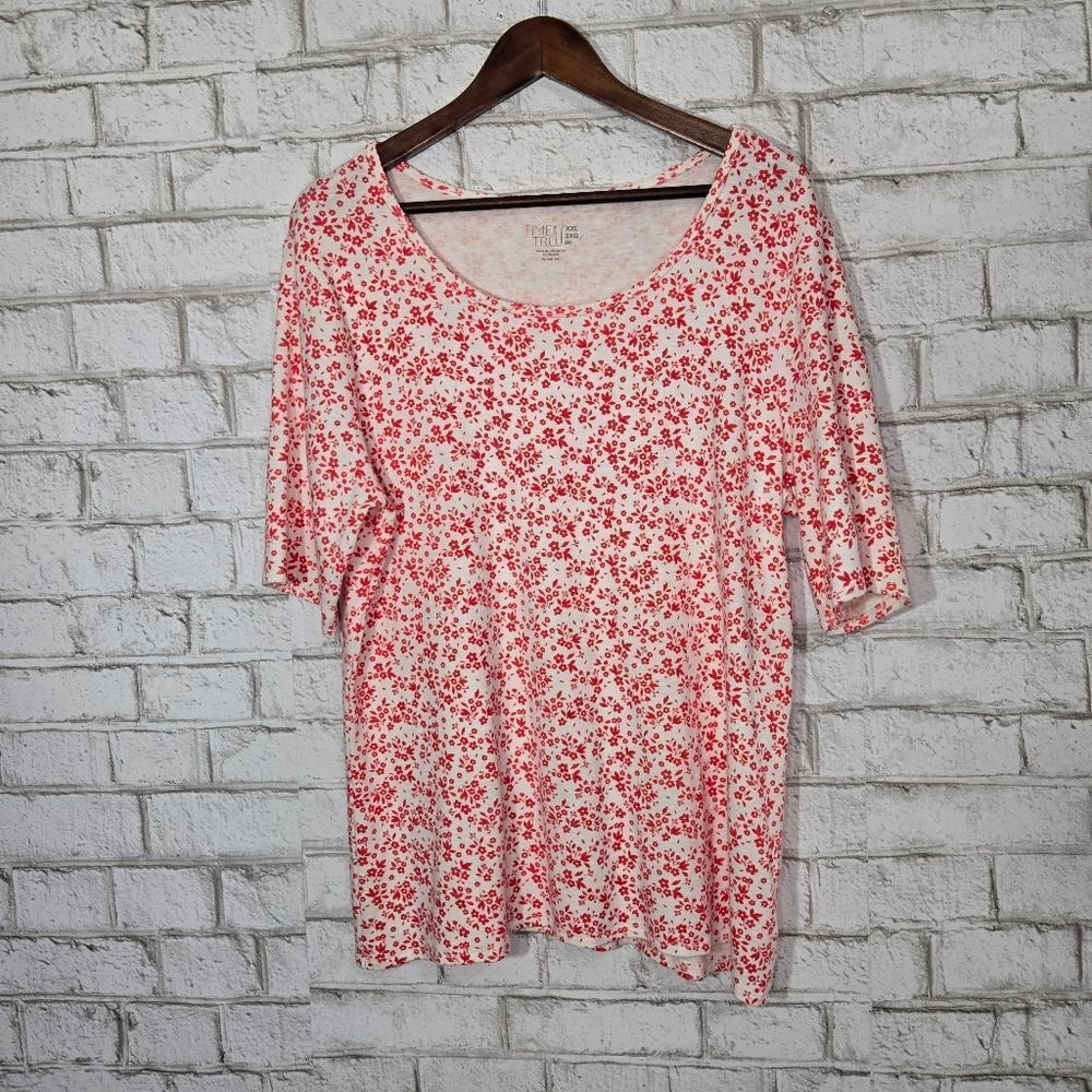 Time and Tru cute red floral tee